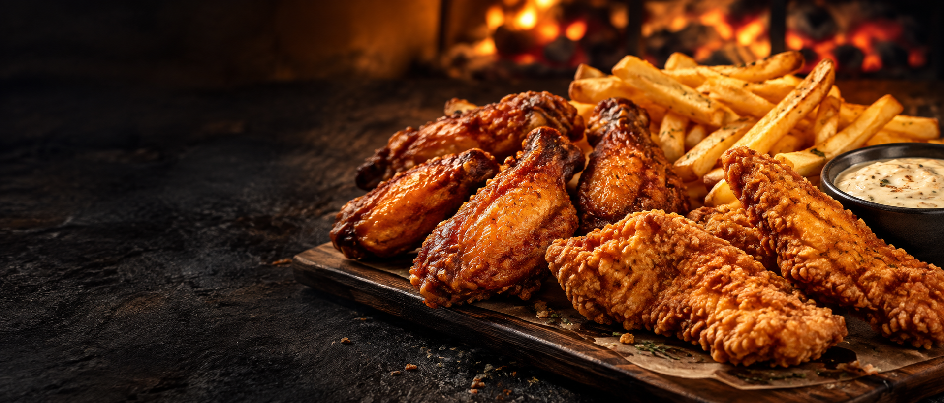 Crispy fried chicken and fries